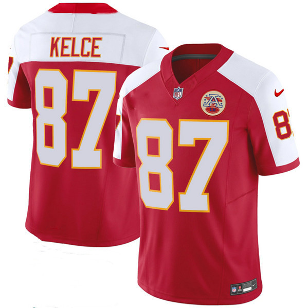 Men’s Kansas City Chiefs #87 Travis Kelce Red/White 2023 F.U.S.E. Vapor Untouchable Limited Football Stitched Jersey